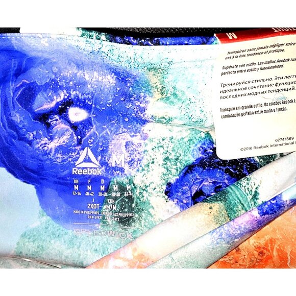 Reebok Lux Bold Tight Womens Leggings M Sweatwick Stretch Fabric Floral Print Mu - Picture 7 of 11